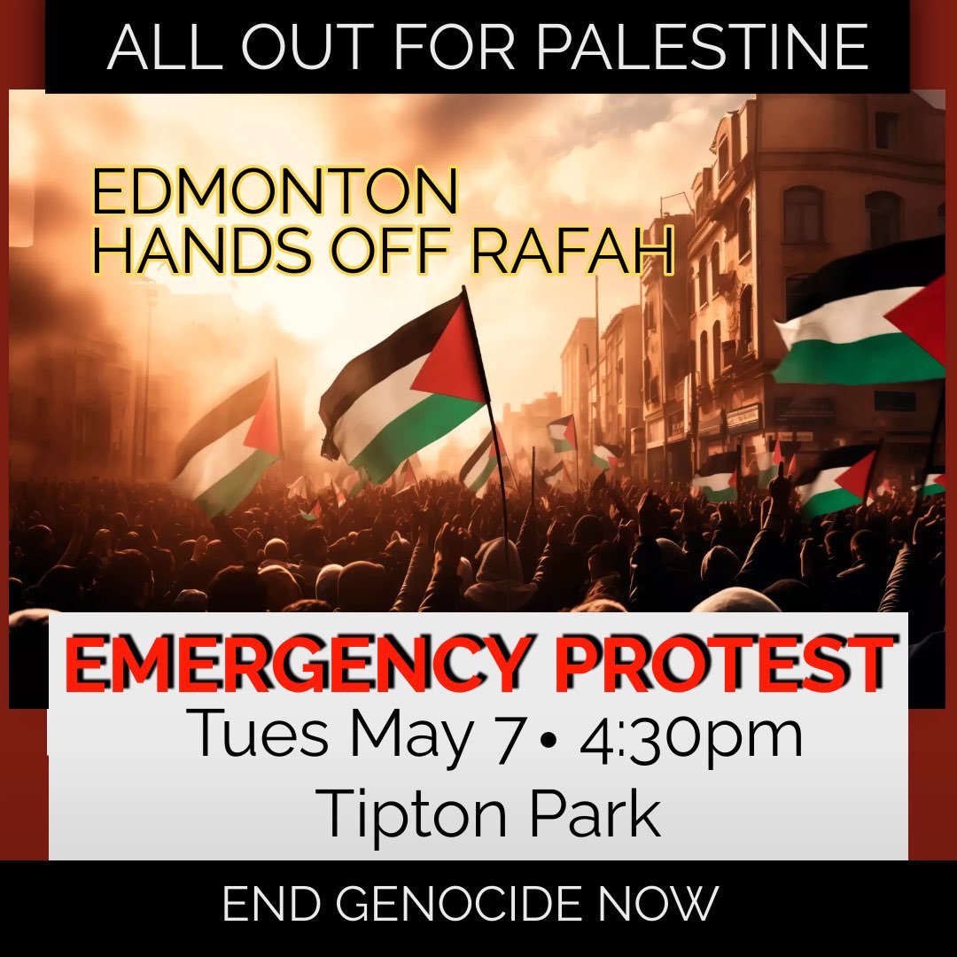 Please, please come to this demonstration for Rafah as Israel escalates the carnage. NEVER AGAIN MEANS NEVER AGAIN FOR ANYBODY!