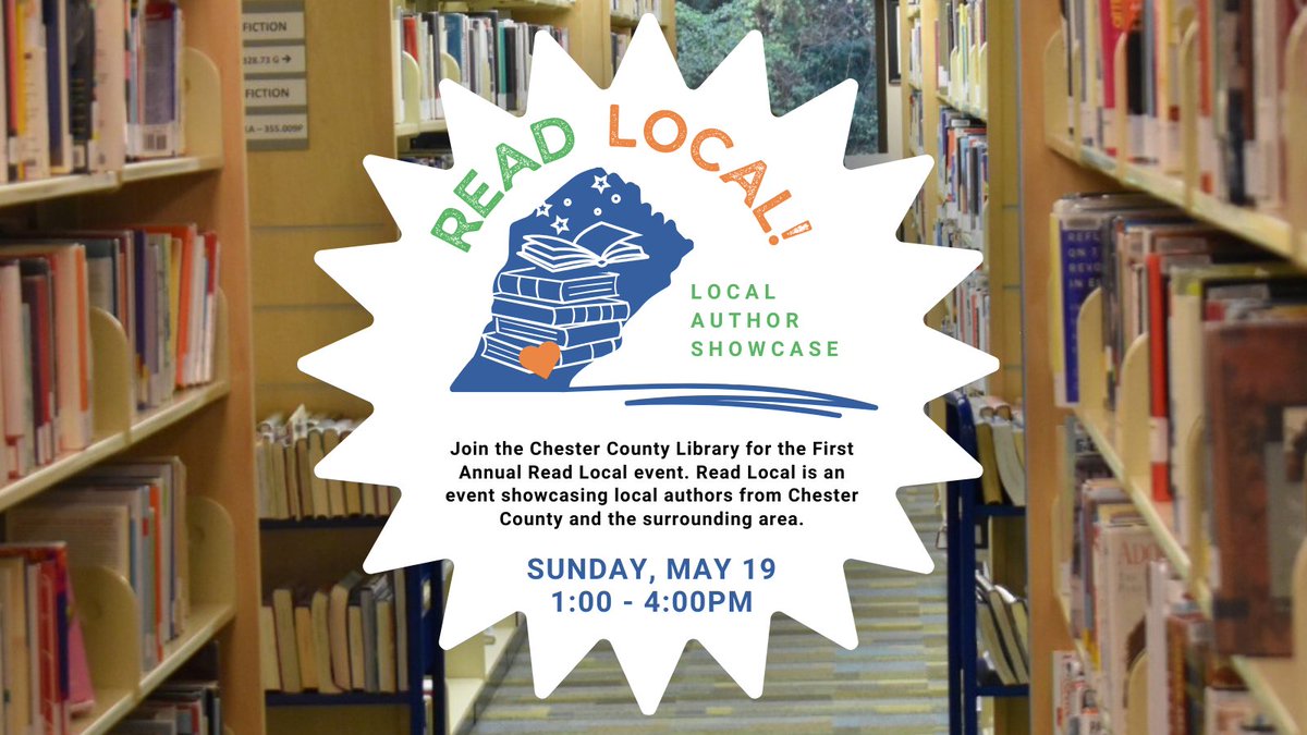 We are 12 days away from our first Read Local! Local Author Showcase. Read Local is an event showcasing local authors from Chester County and the surrounding areas that will showcase their work in various genres, both for children and adults! bit.ly/ReadLocalAutho…