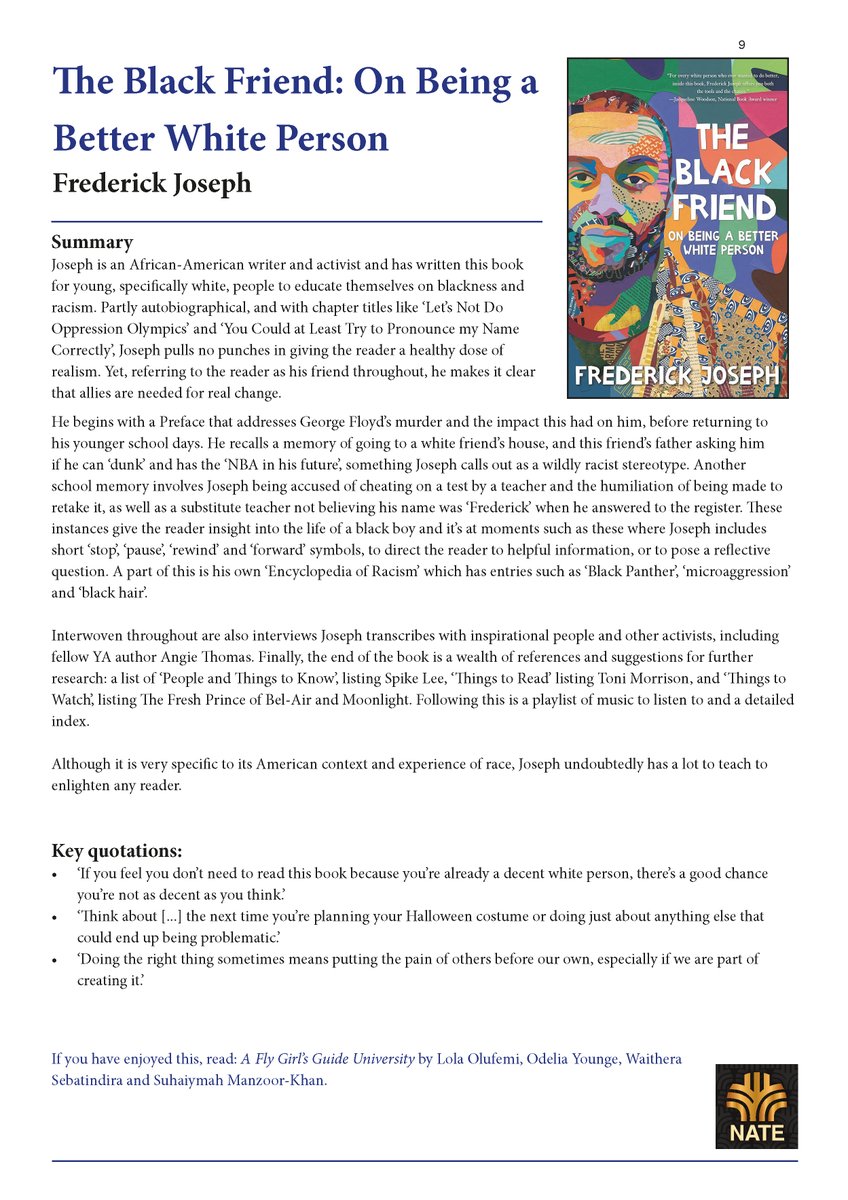 Teaching and Learning Race in the English classroom - a NATE resource for teachers. bit.ly/NATE-Race-Teac… Congrats to Lesley Nelson-Addy, Furzeen Ahmed, Harmeet Matharu, Aaishah Rauf & Jessica Tacon @NATE_diversitea for creating such a well-informed resource for teachers.