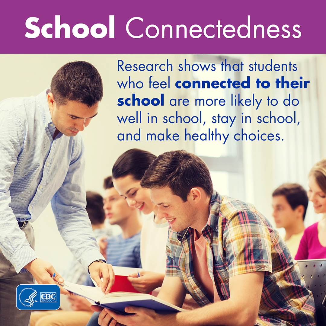 When youth feel connected to their school, they are less likely to experience:

⬇️ Poor #MentalHealth
⬇️ Substance use
⬇️ Violence

@CDC_DASH offers resources to help boost school connectedness so every student can thrive: go.dhs.gov/4SK #MHAM2024