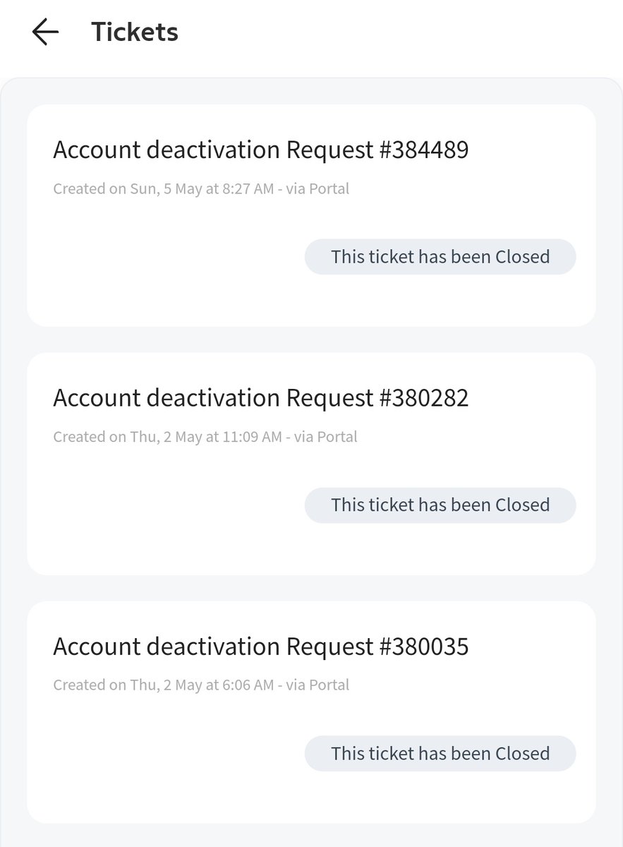 @PincodeSupport @pincode I have raised multiple requests to delete my account but you PPL are closing the tickets without deleting the account