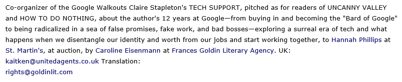 I immediately fell in love with <a href="/clairewaves/">claire stapleton</a>'s fierce &amp; smart &amp; wickedly funny voice on the page, and her story-- about giving your whole self to work, and the slow-then-fast waking up and radicalization that follows- is one as important as it is profoundly relatable