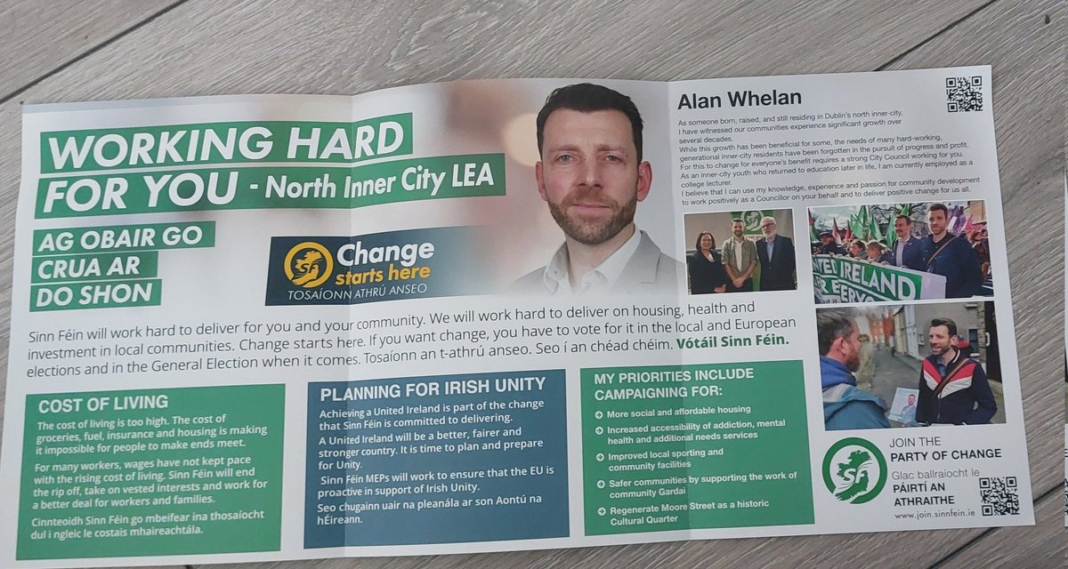 The new trifold leaflet was dropped in around the North Inner City today from North Strand, up to Fitzgibbon St, O'Casey Ave and Summerhill. Keep an eye out for it over the next week everywhere else. #TimeForChange #ChangeStartsHere #LE24