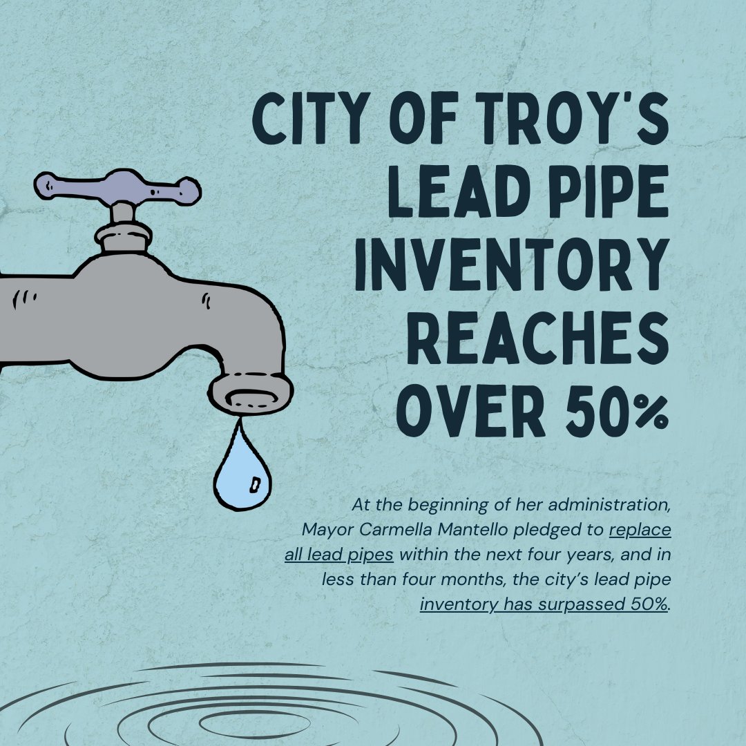 At the beginning of her administration, Mayor Carmella Mantello pledged to replace all lead pipes within the next four years, and in less than four months, the city’s lead pipe inventory has surpassed 50%. Read more here: ny-troy.civicplus.com/CivicAlerts.as…