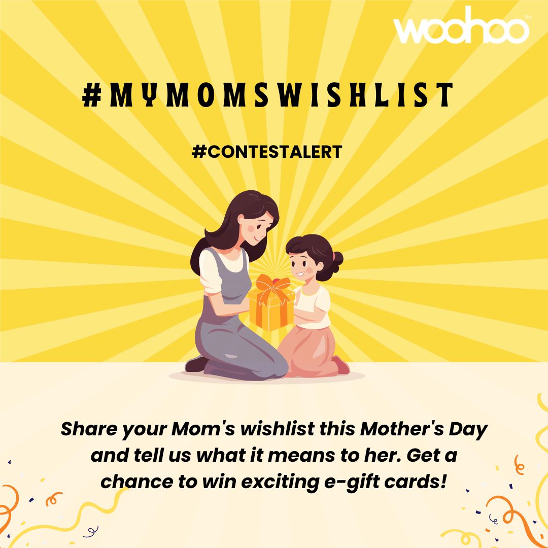 #ContestAlert It's time to celebrate the incredible woman who has filled our lives with love and joy. Use #MyMomsWishlist to join the fun! Rules: Comment, RT & Follow us. #contestalertindia #contest #ContestIndia #Mothersday #mothersdaycontest #woohoo