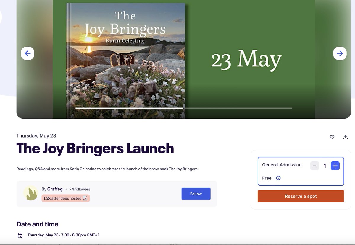 Announcing The Joy Bringers Book Launch✨✨🌟✨ Online Thursday 23rd May 7.30pm with @graffeg_books All welcome, free tickets via the link. bit.ly/joybringers-la…