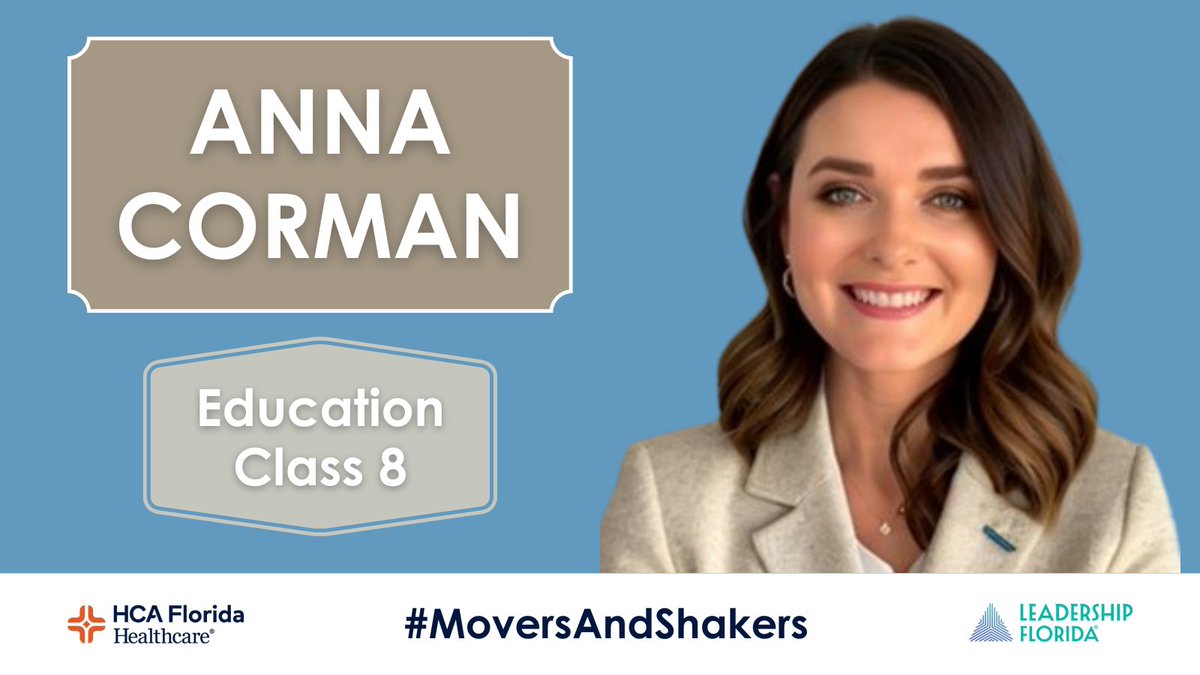 Anna Corman (#EducationClass8 #innov8ors, #WestCentralRegion) was named president and CEO of the @HillsEduFnd. She previously served as the interim CEO and chief program officer.

Sponsor: @HCAFLHealthcare #MoversAndShakers