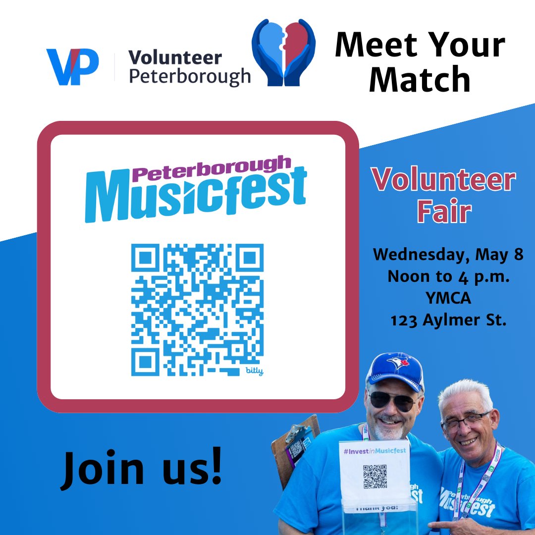 🎶 Calling all music lovers! Volunteer with Peterborough Musicfest! 🤝 Meet us at the Volunteer Fair hosted by @VolunteerPeterborough, May 8th at @ymcaofceo. Don't miss this super fun opportunity to bring live music to our community! 🎸🎤 #VolunteerFair #PeterboroughMusicfest