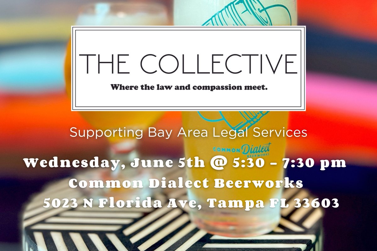 Our next Collective Happy Hour will be held WED., JUNE 5, 5:30-7:30pm at Common Dialect Beerworks. Guests are welcome with a $12 entry fee. Members enter FREE. Thank you to our event sponsor, BayFirst. RSVP: bit.ly/CommonCollecti… Join The Collective: bals.org/collective
