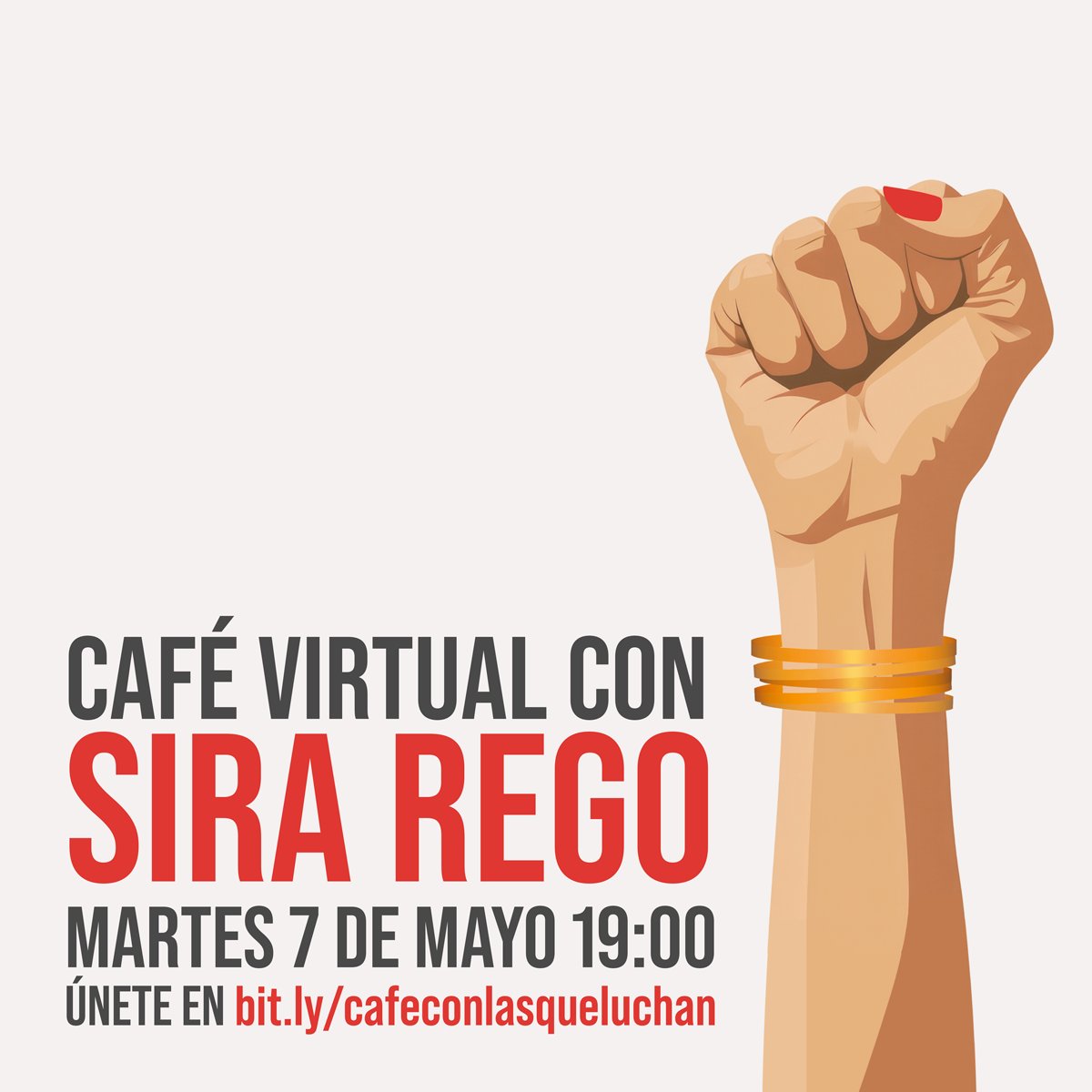 Esta tarde os espero para tomarnos un café virtual en el que escucharnos y conversar sobre la propuesta que llevamos adelante desde #ArribaLasQueLuchan. 🗓️Martes 7 a las 19:00 h. bit.ly/cafeconlasquel…