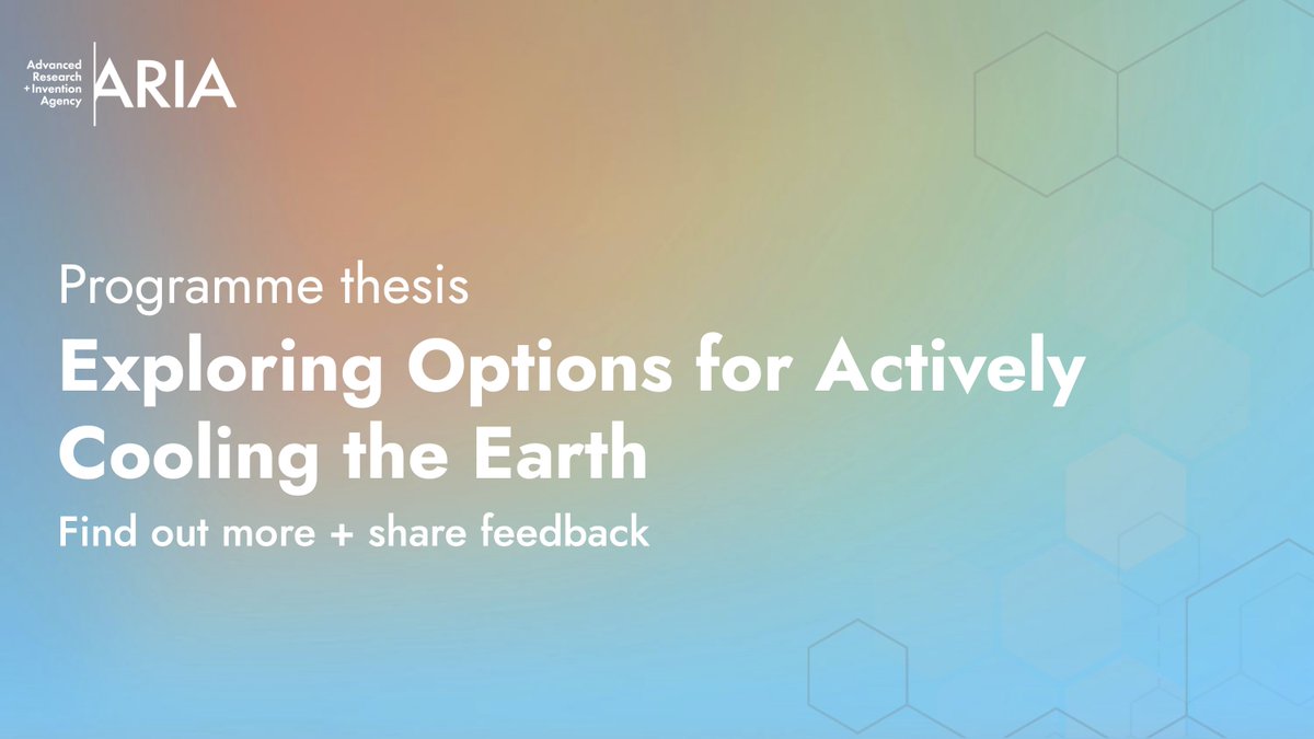 Our latest programme thesis is live. 'Exploring Options for Actively Cooling the Earth' sets out to explore what research is required to better understand approaches that could be used to delay/avert dangerous climate tipping points. 1/5