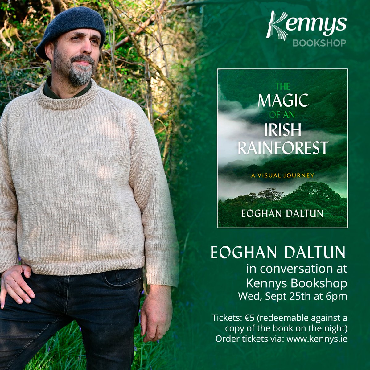 We're really looking forward to welcoming rewilding expert and bestselling author Eoghan Daltun in September,for an event to celebrate the launch of his second book. Tickets are €5 (can be redeemed against a copy of the book at the event) & available now. kennys.ie/shop/the-magic…