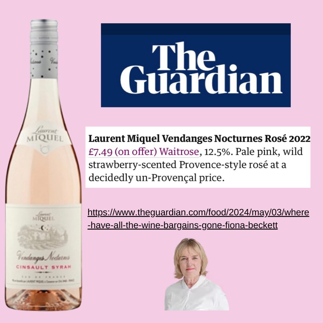 Delighted to have Vendanges Nocturnes rosé recommended as a great value option for summer. Merci beaucoup 🙏