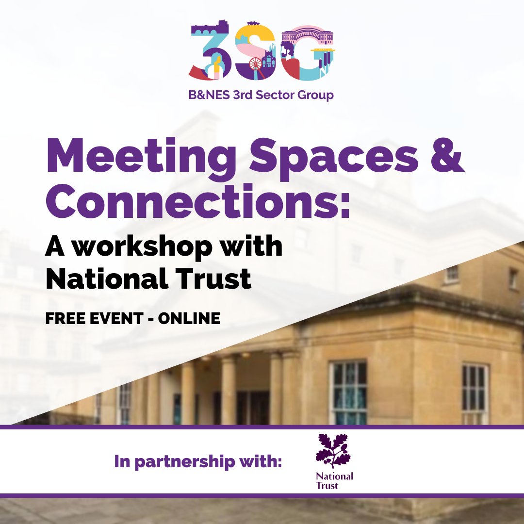 We're excited to be partnering with @NTinBath for a workshop to explore meeting spaces & connection in Bath 🏛️ Join the discussion on Thursday 16th May, 11:30 - 12:15pm online. All welcome! Find out more and book via this link 🔗bit.ly/3wA2pux