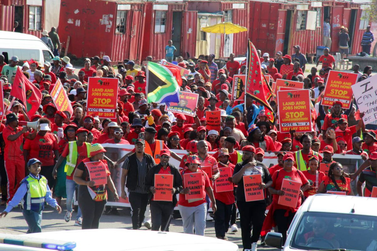 [IN PICTURES]: DP @FloydShivambu leading an anti-crime march in Gqeberha. The EFF government will determine the number of police officers to be allocated to a station in relation to the number of people within the station’s catchment area. And also employ an additional 100,000…