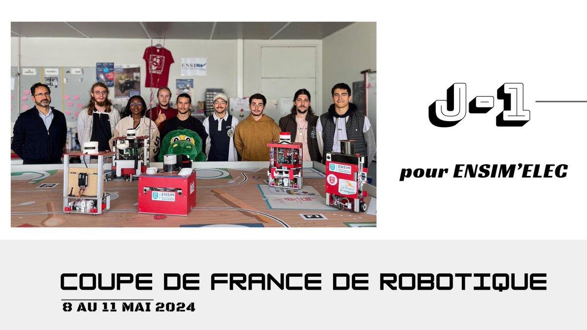 ensim officiel (@ensimofficiel) on Twitter photo J-1 ! Coupe de France de Robotique
Du 9 au 11 mai, suivez en direct tous les matchs d'<a href="/Ensimelec/">ENSIM'elec</a> sur les chaînes Youtube et Twitch de <a href="/PlaneteSciences/">Planète Sciences</a>
👉 twitch.tv/planetesciences
Bonne chance à nos ensimiens🤞
#cdfr2024
<a href="/eurobot/">Eurobot</a> <a href="/LeMansUniv/">Le Mans Université</a> J-1 ! Coupe de France de Robotique
Du 9 au 11 mai, suivez en direct tous les matchs d'<a href="/Ensimelec/">ENSIM'elec</a> sur les chaînes Youtube et Twitch de <a href="/PlaneteSciences/">Planète Sciences</a>
👉 twitch.tv/planetesciences
Bonne chance à nos ensimiens🤞
#cdfr2024
<a href="/eurobot/">Eurobot</a> <a href="/LeMansUniv/">Le Mans Université</a>