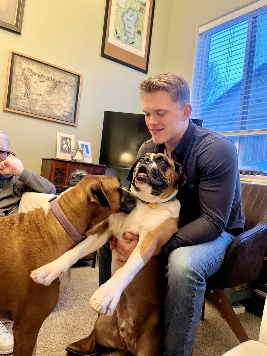 This is Josh, one of our high school leaders, with Duke and Indy, the Ault’s boxers, who are a part of high school life group on Sunday nights #DogTherapy