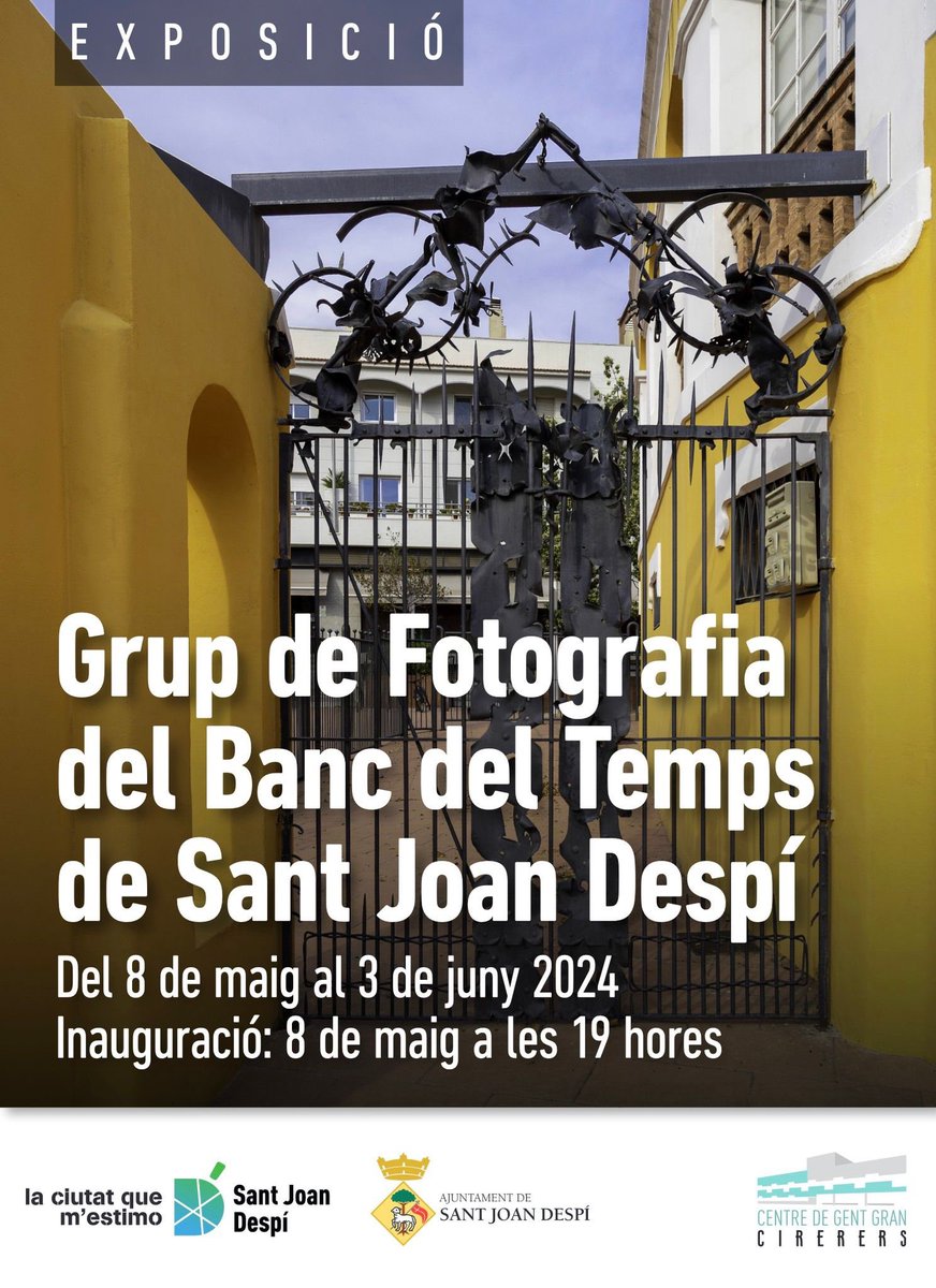 #GentgranSjd 📅 Dimecres 8 de maig, al Centre Cirerers, inauguració de l'exposició del grup de fotografia del Banc del Temps de #SantJoanDespí