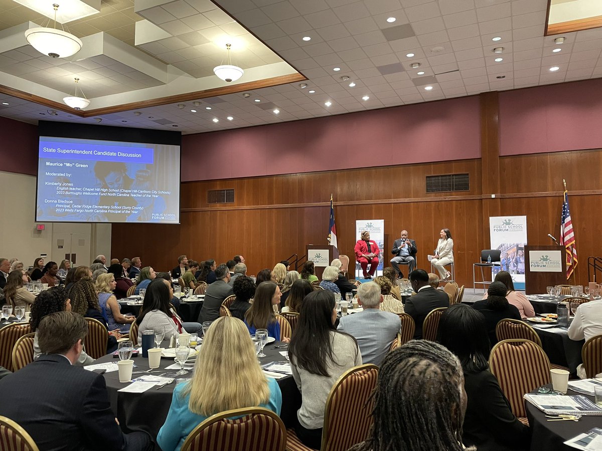 Thank you to the @theNCForum for hosting our conversation at the Eggs & Issues breakfast - what a full room of folks committed to North Carolina’s children. I join your call to value public education as a public good & to fully invest in our public schools.