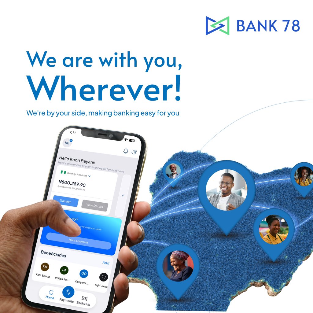 Wherever you are, we stay by your side. 

Making banking seamless and convenient for you! 

Bank with us - Download the Bank 78 app on App Store or Google Play. 

#Bank78
#EveryWayMoneyMoves 
#BankingMadeEasy
#MobileBanking
#WhereverYouAre