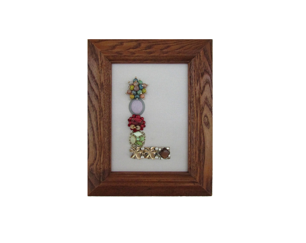 Framed Jewelry Art Letter L #Handcrafted #MomSisGift #VintageJewelry #LetterArt #UniqueOriginal #FramedJewelryArt etsy.me/3WwFxqv via @Etsy
