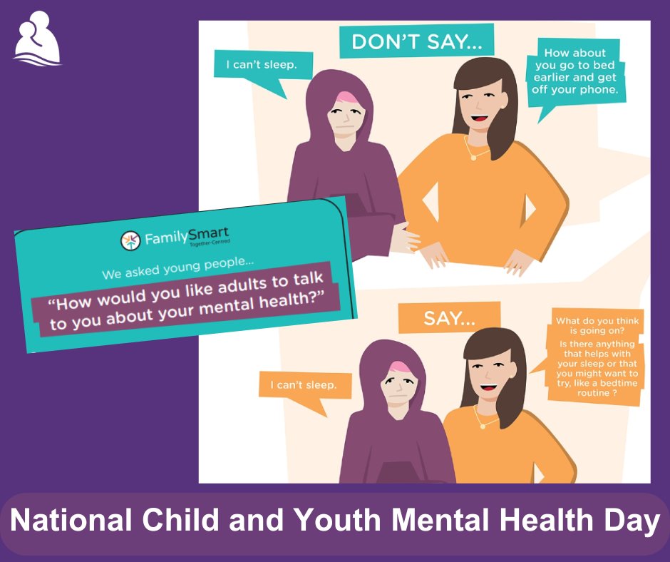 May 7th is #ChildandYouthMentalHealthDay. 
We ❤ that FamilySmart asked youth what they found helpful from adults. 
What they said is that they're not looking for solutions, but they are looking for someone to understand how they feel. 
To learn more, 👉ow.ly/IW5j50RytZ1