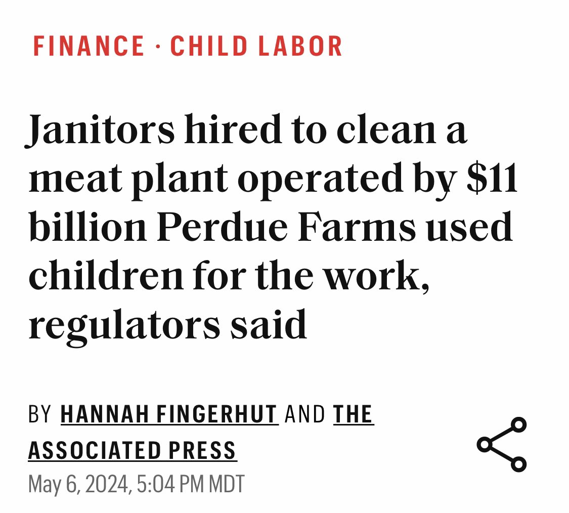 Remember this isn’t because of a “labor shortage” it’s a multi-billion dollar company refusing to pay a living wage and committing child labor violations instead.