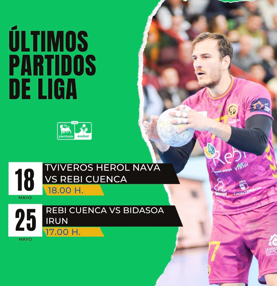 🗓️🗓️ Restan dos partidos para el final de Liga Plenitude, donde seguiremos dándolo todo💪💪¡Ahí van los horarios! 🕒🕒 #VamosCuenca