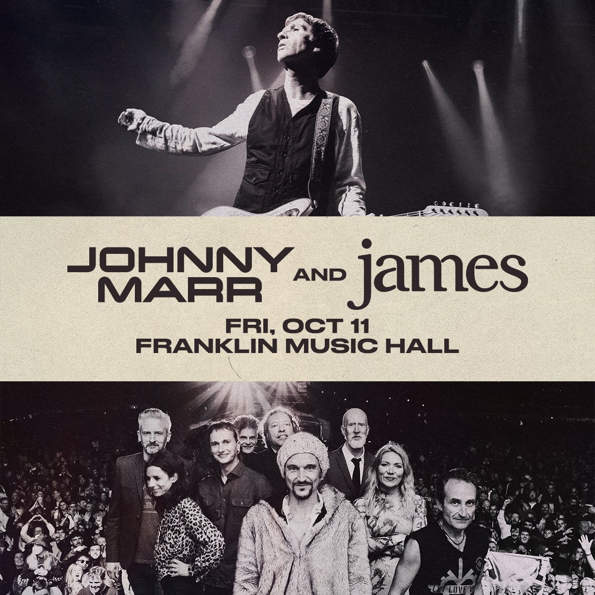 Thrilled to announce @Johnny_Marr & @wearejames will share the stage on Friday, October 11th! Tickets go on sale this Friday at 10am.