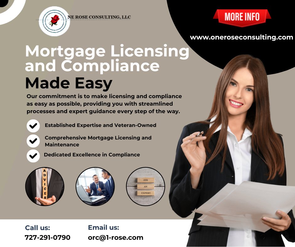 With One Rose Consulting, LLC - We Turn Mortgage Licensing and Compliance Challenges into Opportunities for Growth! 📷📷📷📷#ExpandYourStates #MortgageSuccess #MortgageCompliance #industryexperts #mortgageindustry #mortgagebroker #Mortgagelicensing #compliance #mortgage #NMLS