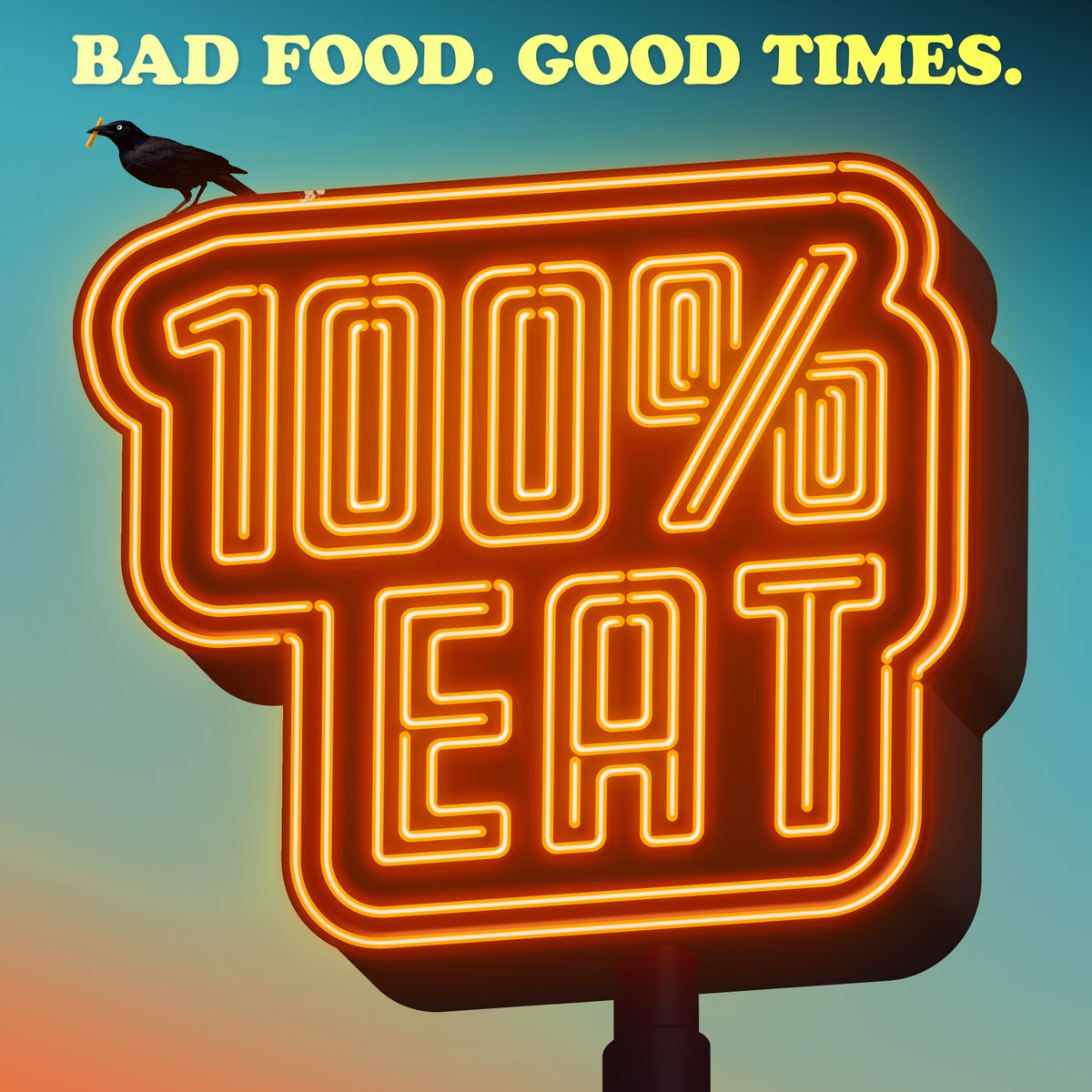 Our Heroes are flying a new banner: 100% Eat.
New episodes every Tuesday. Follow here for more information and BIG NEWS THIS SATURDAY. Are you 100% in?