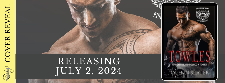 We are so excited to share the 𝗖𝗢𝗩𝗘𝗥 𝗥𝗘𝗩𝗘𝗔𝗟 for Towles: Brothers of Chaos MC by Quinn Slater today! 𝗥𝗲𝗹𝗲𝗮𝘀𝗶𝗻𝗴 𝗝𝘂𝗹𝘆 𝟮𝗻𝗱! PreOrder → mybook.to/Towles Goodreads TBR → bit.ly/3Qxf9ca @EJBookPromos