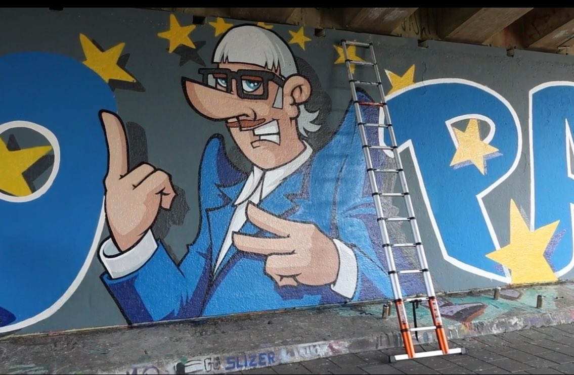 Mega graffiti ter ere van onze #europapa held #JoostKlein super gaaf !!! 
#Leeuwarden #Eurovision 
#eurovision2024