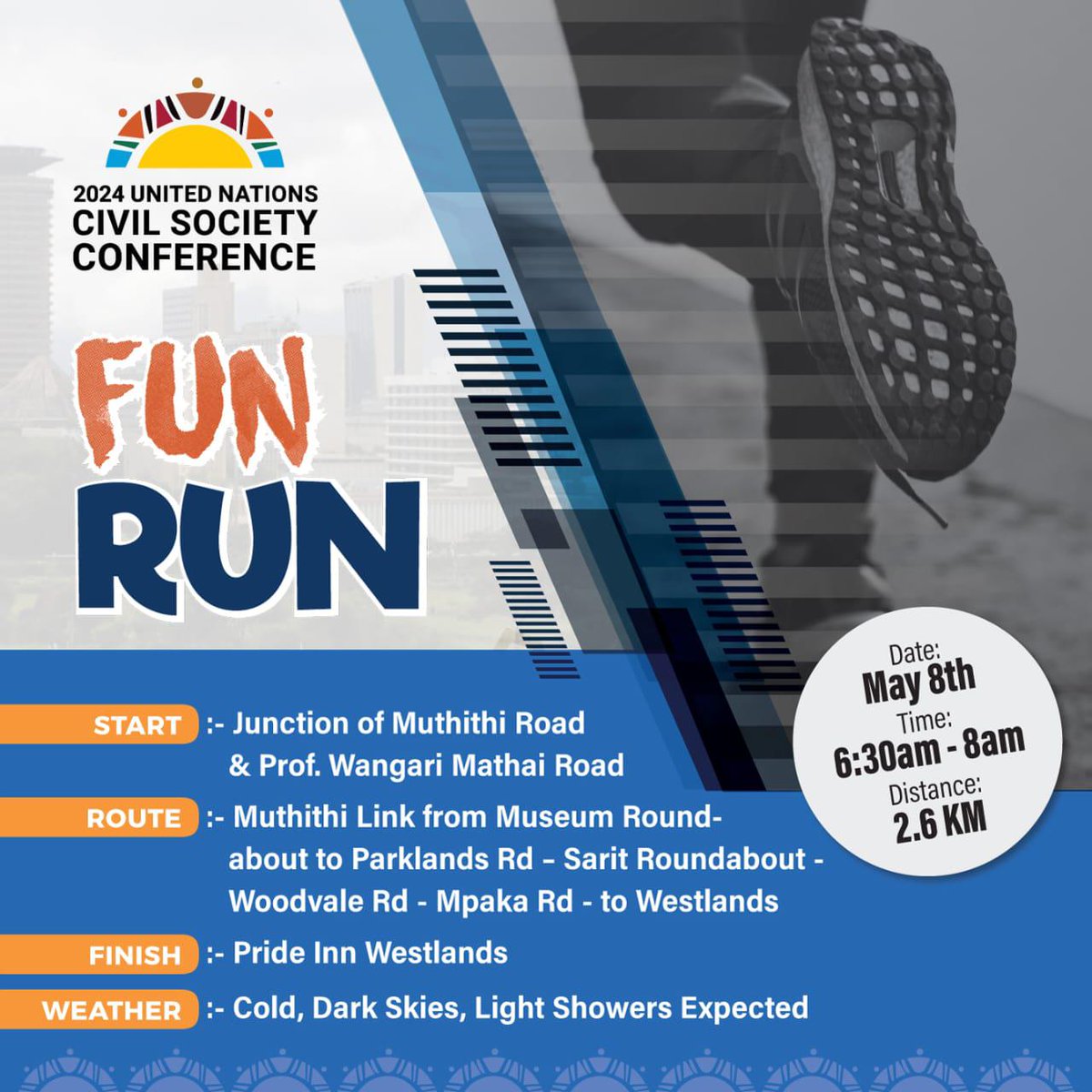 📢Get ready to tackle the #2024UnitedNationsCivilSociety with some high energy vibes! 💪Lace up your sneakers & sprint with us tomorrow morning for a #funrun, where we'll crush those calories. 🗓️Mark your calendar, sync your watches & let's smash this fitness challenge.