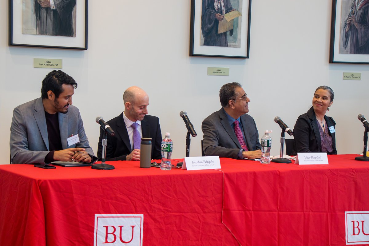 Spring semester continued the exchange of ideas through conversation at many #BULaw events:
1. @BULawReview EIC Keenan Hunt-Stone ('24) led a panel on 'Countering Attacks on Diversity' w/#BULawProf @JPYGold, @VinayHarpalani, & @JayGo2023.  
#AffirmativeAction #AcademicFreedom
