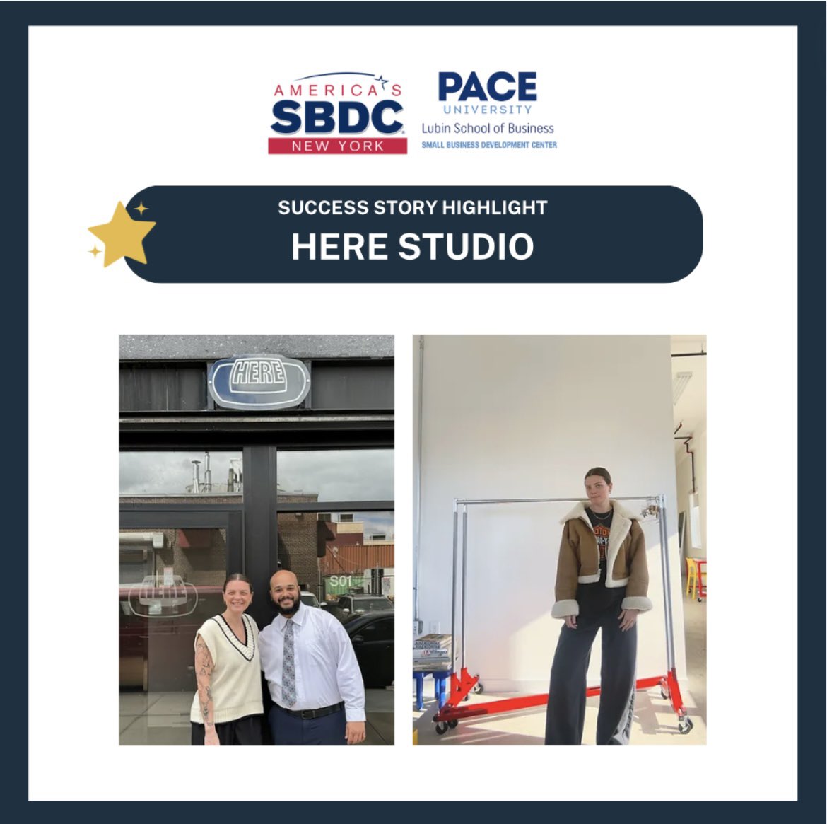 PaceSBDC's tweet image. l
PACE SBDC guided Emily Nemeth in launching &quot;Here Studio&quot; in Williamsburg, Brooklyn, with assistance from PACE SBDC advisor Pedro Soto Jr. 
Read more here: pacesbdc.org/copy-of-succes…
#PACEuniversity #SuccessStory