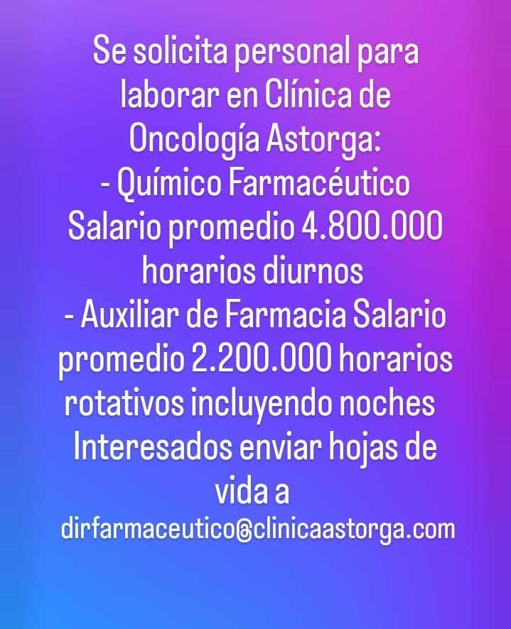 #TrabajoSiHay #QuimicoFarmaceutico en Medellin