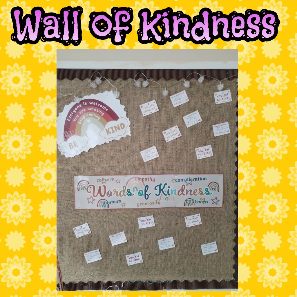 We have a new wall of kindness. Laura scribed for some of our learners, messages to friends. Learners displayed a sense of confidence and happiness when talking about peers. #kindness #words #friendships #quality @SMOSPrimary @EarlyYearsNLC