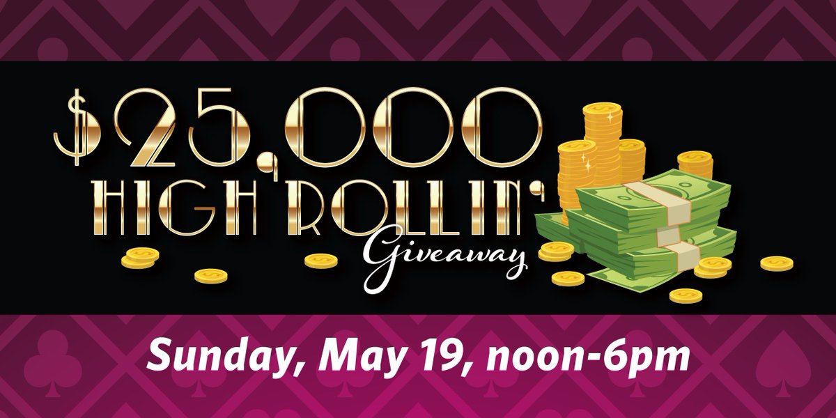 Win big in our $25,000 High Rollin' Giveaway! 💰Play in the high limit area from May 1-19 💰Get a drawing slip for every suited blackjack with a $25 bet or higher 💰Drop your slips in the barrel starting at noon on May 19 for a chance to win up to $10,000