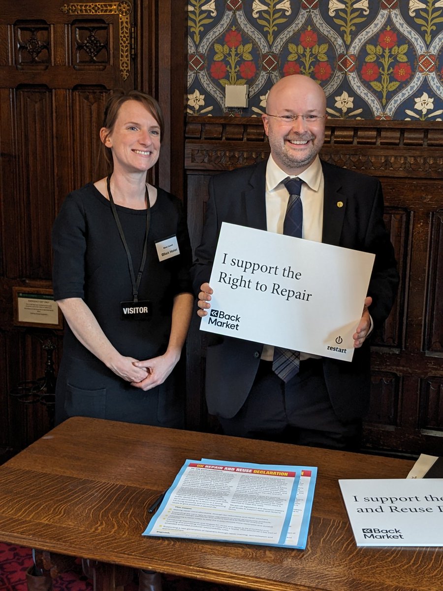 Fantastic to host @GradySNP at Back our Parliamentary repair event with @backmarket today. Consumers should be empowered to make the choice to repair their tech devices or opt to buy refurbished – and to achieve that, policymakers need to take action.