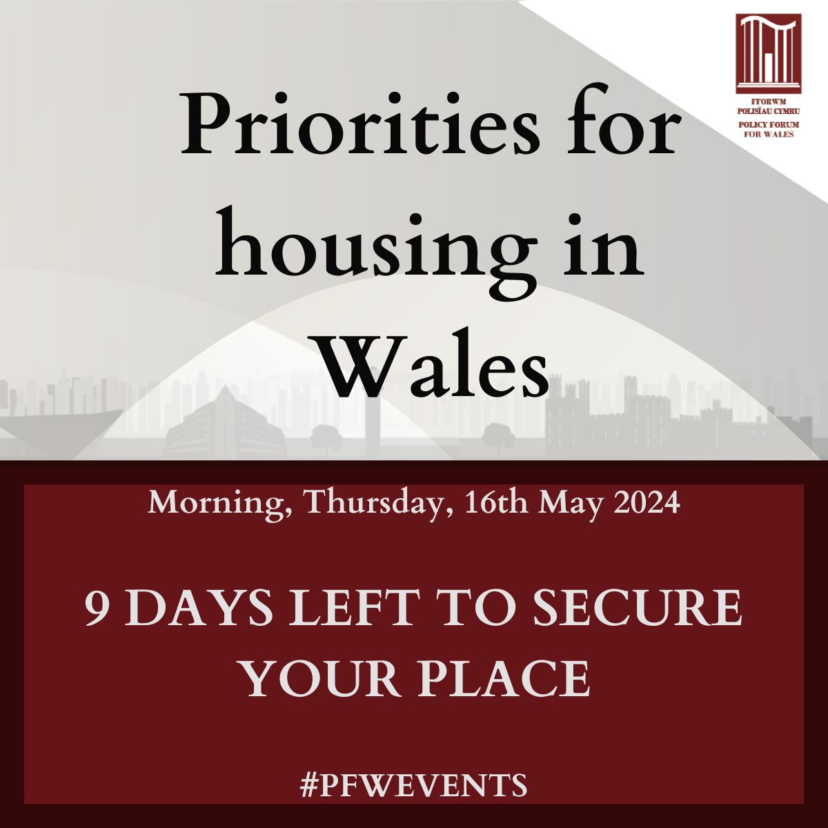 Join Policy Forum for Wales in 9 days time to discuss Priorities for housing in Wales. Click here to find out more and book your place: policyforumforwales.co.uk/conference/PFW…