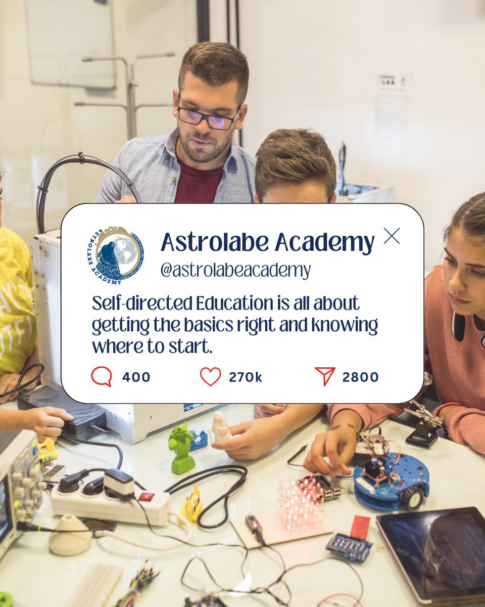 Starting self-directed education with your teen? Not sure where to begin? Here's a roadmap:

1. Understand core principles
2. Invest in authentic resources
3. Network wisely

Success means carving your own path. Ready to start? #RedefineEducation #AstrolabeAcademy #SelfDirected