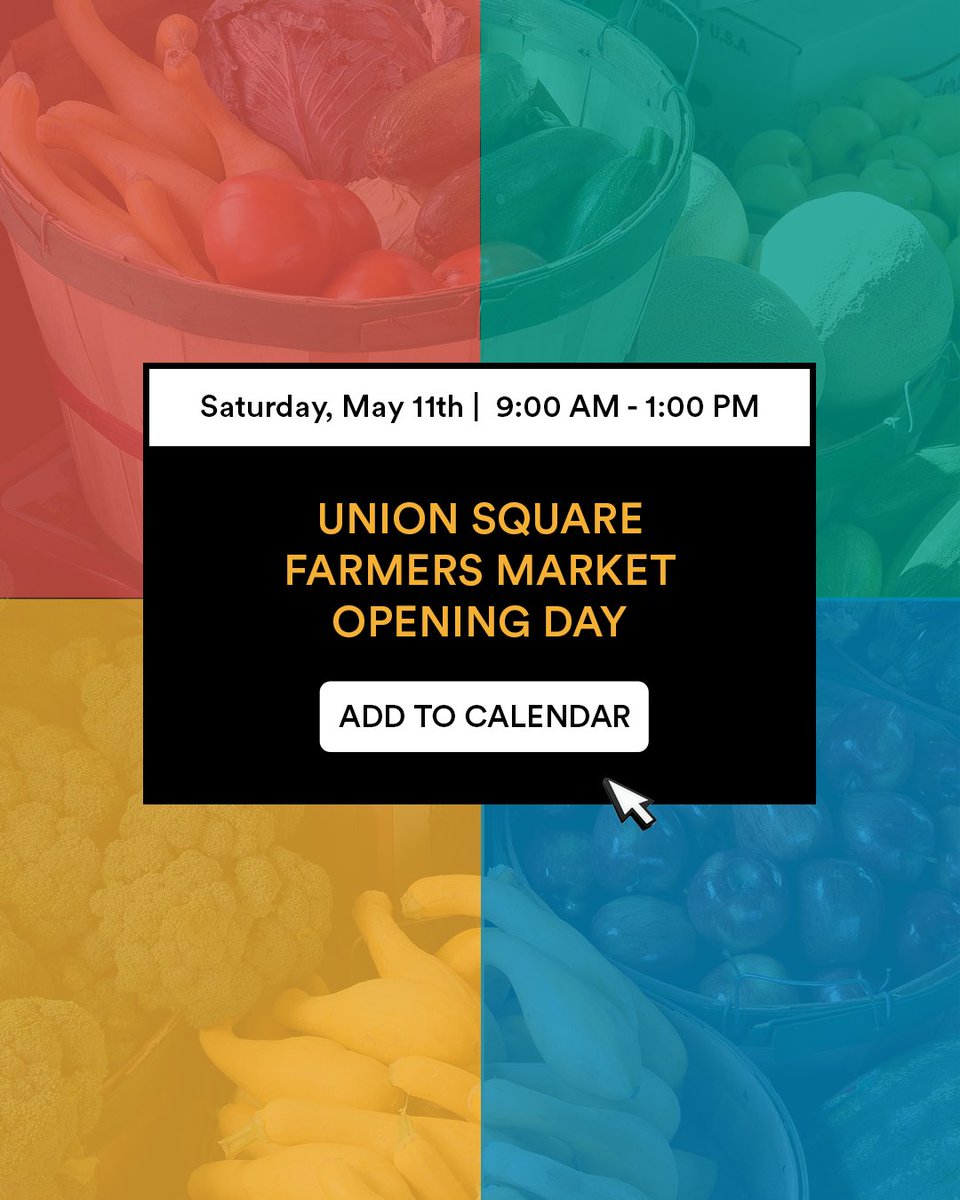 It’s back! The Union Square Farmers Market returns for the season this Saturday, May 11th.

Shop 50+ of your favorite local vendors every Saturday (until October 26th) from 9am-1pm in the Union Square Plaza.

See the amazing list of local vendors: unionsquaremain.org/vendors