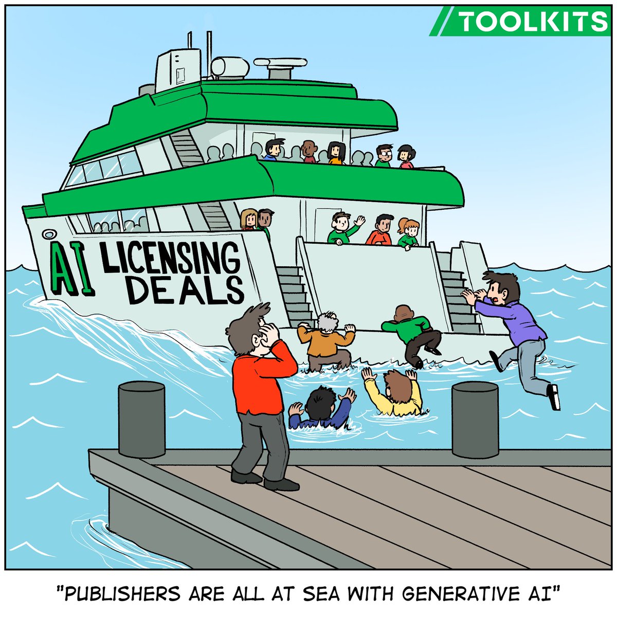 License or sue? Publishers are scrambling to figure out strategies for dealing with generative AI companies.