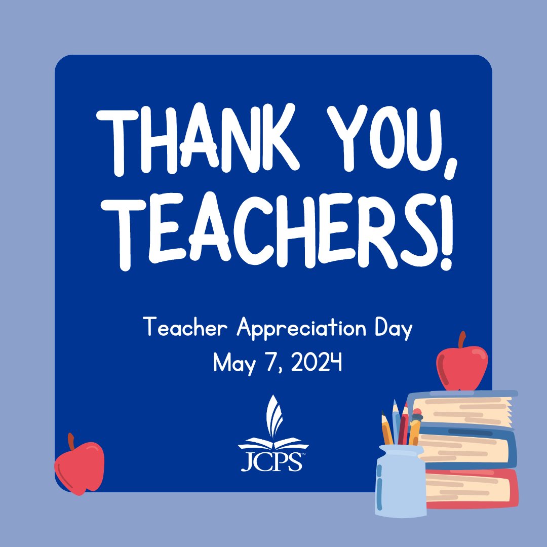 🎉 TEACHER APPRECIATION DAY | Happy Teacher Appreciation Day to our fabulous JCPS educators who work hard every day to help our students succeed academically and personally! ✍️ Tell us in the comments about a teacher who made a positive impact on your life! #WeAreJCPS