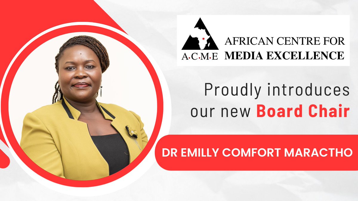 The African Centre for Media Excellence (ACME) is pleased to announce the appointment of Dr Emilly Maractho as the new Chair of its Board of Directors. The announcement ➡️ bit.ly/4a5QzGd