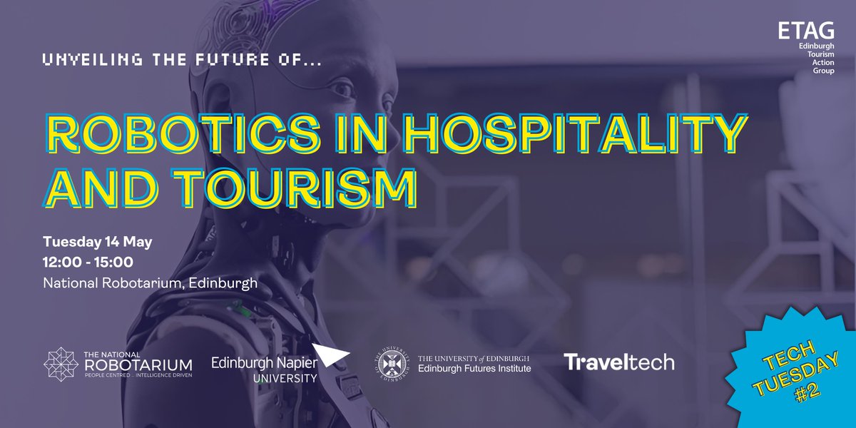 Discover how #robotics can benefit your business in this upcoming event! #TechTuesday 🤖Robotics in Hospitality & Tourism: Practical Solutions for Your Business 🗓️Tue 14 May 🕕12:00- 15:00 📍@NRobotarium Register ▶️ edin.ac/3JRZH6G