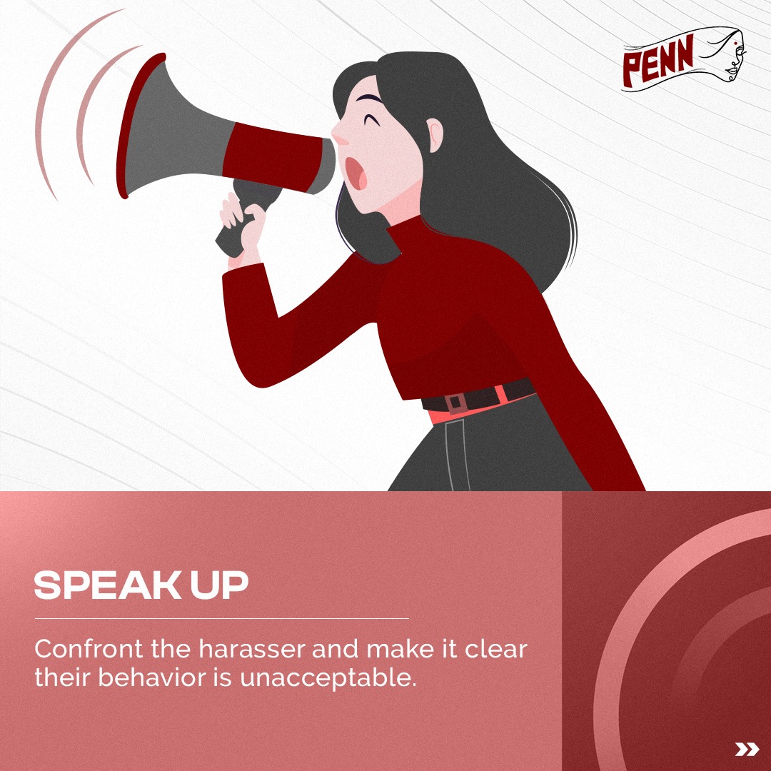 #BystanderIntervention: Start with Speaking Up!
Intervene and speak up against harassment. This gives mental support and courage to the victim.

#Harassment #sexualharassment #victim #bystander