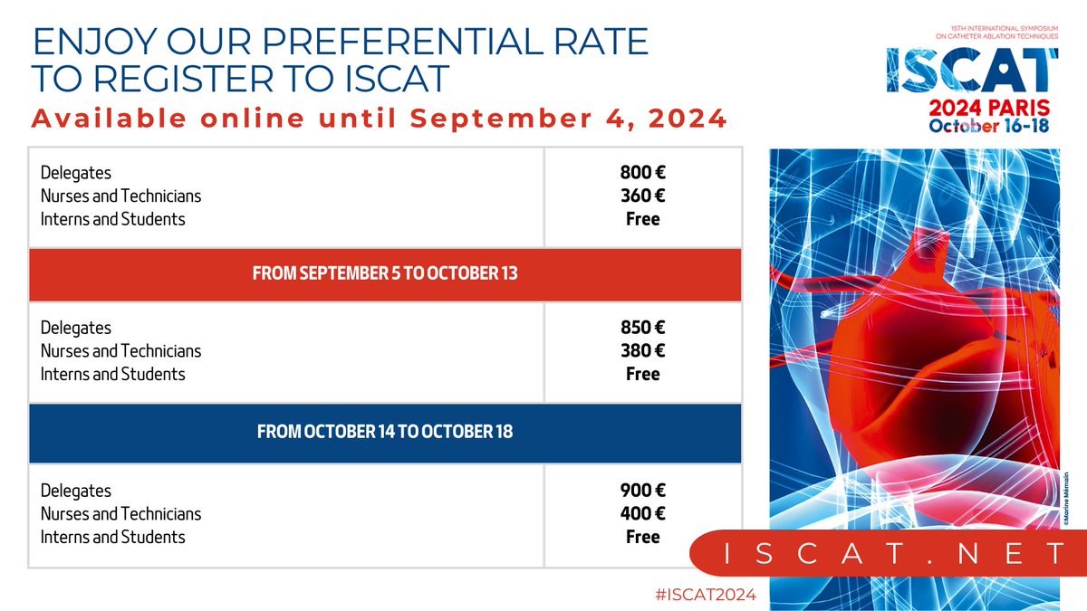 Reserve your place at ISCAT now 🎫 And enjoy a preferential registration rate available until 4 September! #ISCAT2024 Go online to register ➡️ iscat.net/registration