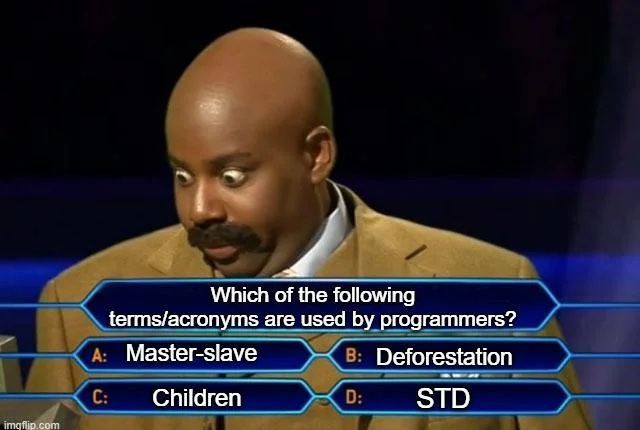 ProgrammersMeme's tweet image. Those are some very questionable terms!!
